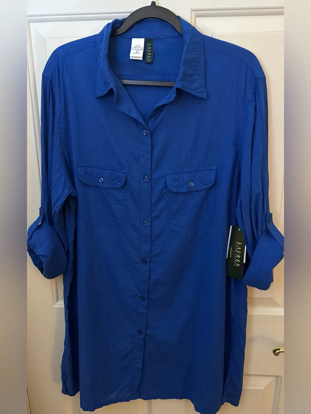Lauren Ralph Lauren Coverup 100% Cotton Blue Coverup Size XL ** NWT**